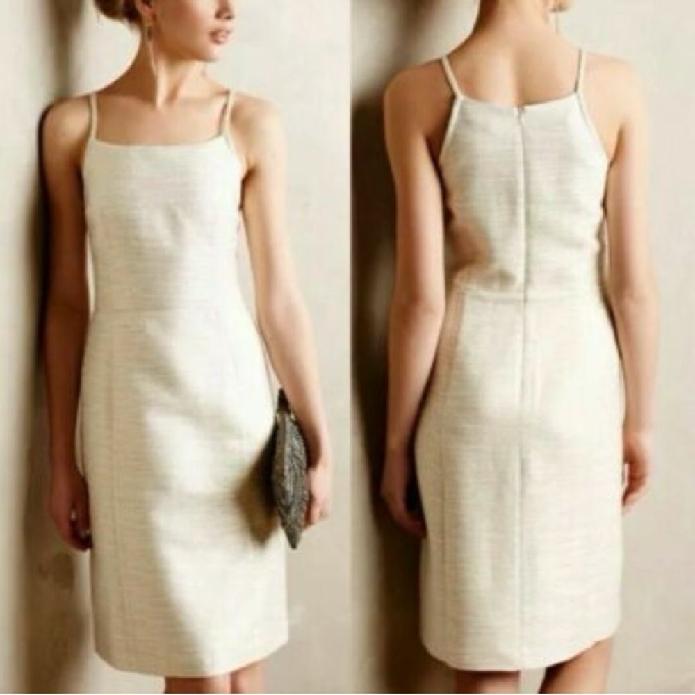 Anthropologie Paper Crown Cream Midi Dress